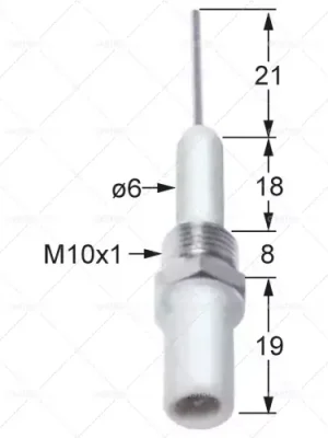 zapalovací elektroda D1 ø 6 mm L1 21 mm BL1 18 mm BL2 8 mm BL3 19 mm připojení F 2,8x0,8 mm M10x1 Ihned K Objednání