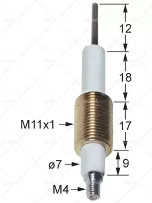 Cenově Výhodný zapalovací elektroda D1 ø 7mm L1 12mm BL1 18mm BL2 17mm BL3 9mm připojení M4 M11x1