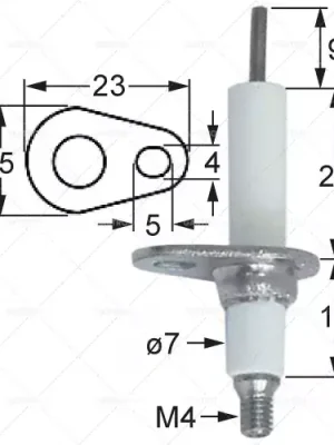 Roznětka FL 23 mm FB 15 mm D1 L1 o 7 mm 9 mm 21 mm KL1 KL2 14 mm připojení M4 Oblíbený