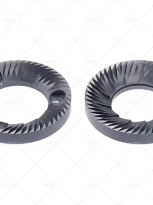 Zlevněný dvojice mlecích kotoučů otáčení doprava D1 o 59 mm ID o 30 / 34mm H 8,8mm Rozteč zubů 3,5 mm díra Ø 6mm
