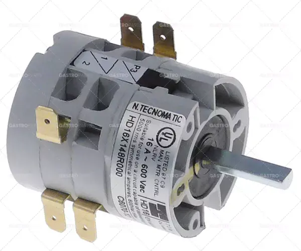 otočný spínač 3 0-1-2 sady kontaktů 4 typ HD16X148R000 600V 16A hřídel ø 6mm Levný
