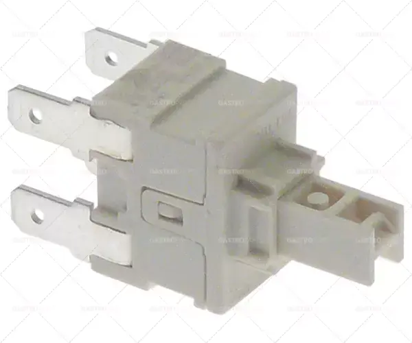 Super Cena tlačítkový spínač, montážní rozměry 19x13mm červený 2NO 250V 16A připojení vnější faston 6,3mm