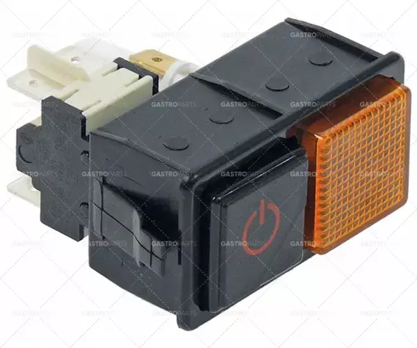 Přepínač kombinace rozměru 28,5x52,6mm černá / žlutá 2NO / lampa 250V 16A s indikátorem Expresní Doručení