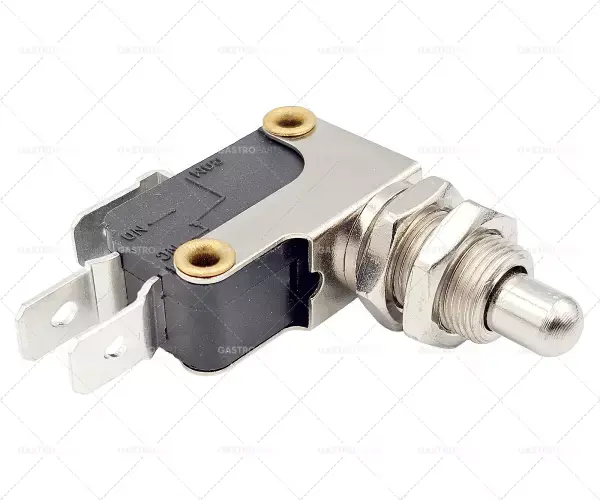 Mikrospínač s push pin závit M10x0,75 závit L 14mm 250V 16A 1Kor Víkendová Akce