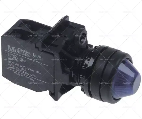 Top Prodej signální prvek s paticí modrá montáž ø 22mm s žárovkou 130V
