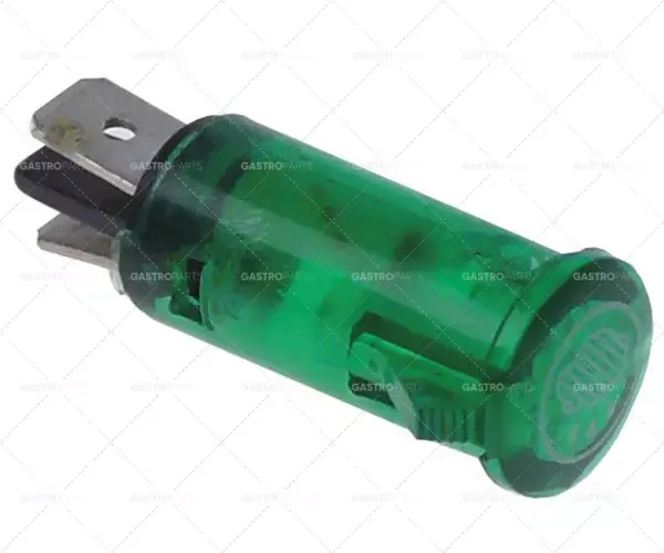 Pouze Dnes kontrolka ø 13 mm zelená 230V připojení vnější faston 6,3 mm napařování