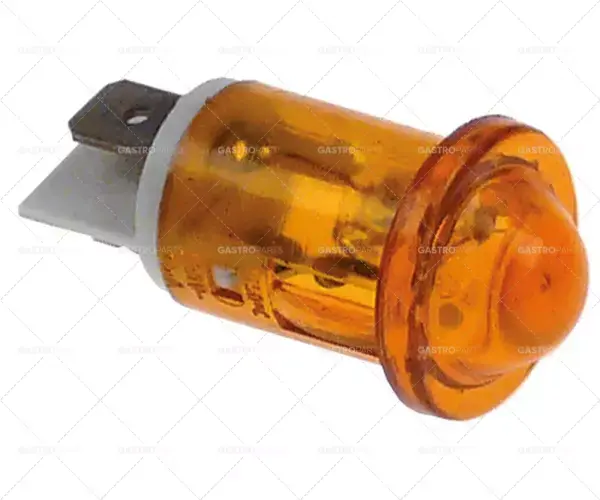 kontrolka ø 16 mm žlutá 220V připojení vnější faston 6,3 mm tep. odol. 150°C Bezpečná Platba