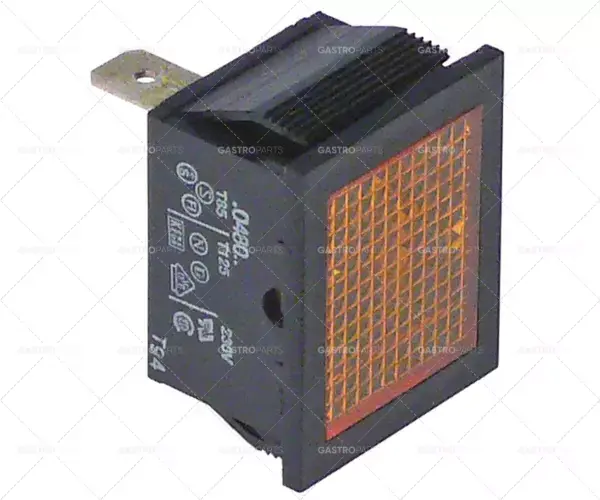 Top Prodej Montážní rozměry světelného indikátoru 27,2x22,2mm 230V žlutá přípojka vnější faston 6,3mm 1pólový