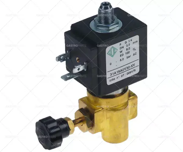 Horká Nabídka elektromagnetický ventil mosazný 3-cestné připojení 230 VAC 1/4" dn 3mm násuvná zásuvka din