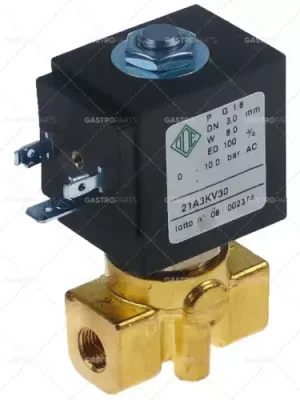 elektromagnetický ventil mosazný 2-cestný 230 VAC vstup 1/8" výstup 1/8" připojení 1/8" L 40mm DN 3mm Pouze Dnes