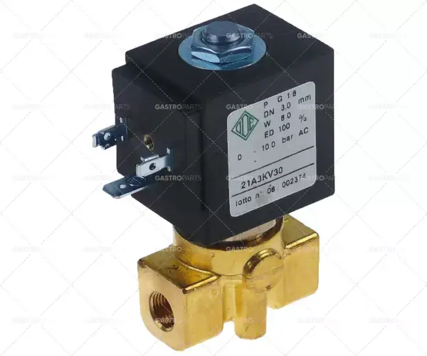elektromagnetický ventil mosazný 2-cestný 230 VAC vstup 1/8" výstup 1/8" připojení 1/8" L 40mm DN 3mm Pouze Dnes