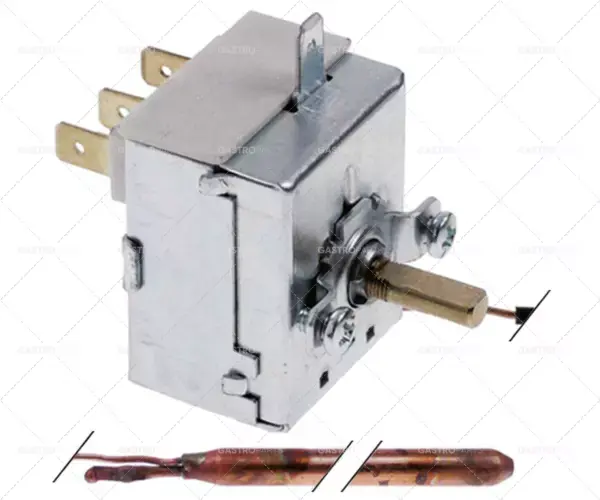 Termostat T.MAX. 90 ° C provozní rozsah 0 až 90 ° C, 1-pólový 16A 1CO sonda o 6,5 mm Sonda 98 mm L Expresní Doručení