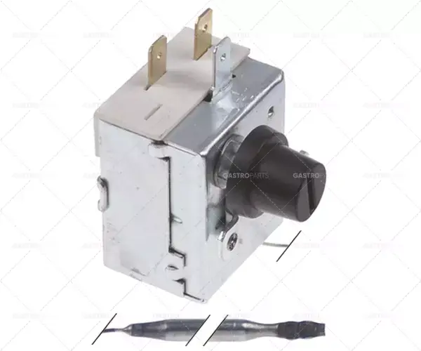 Značkový bezpečnostní termostat vypínací teplota 238°C 1pólová 1NC 16A sonda ø 5mm sonda L 100mm