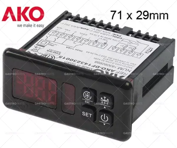 elektronický regulátor AKO typ AKO-D14323 montážní rozměry 71x29mm napětí 230V AC Aktuální
