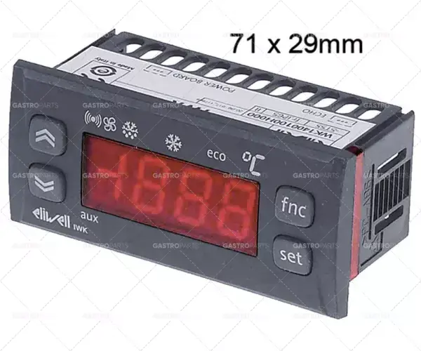 elektronický regulátor Eliwell typ iwk model wk1400100h080 montážní rozměry 71x29mm Hit Sezóny