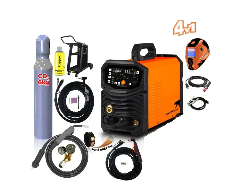 Expresní Doručení PANTERMAX PanterWeld 4v1 200 MULTIFUNKČNÍ invertorová svářečka MIG/TIG/MMA/PLAZMA Set5