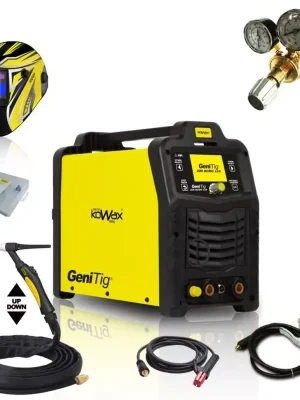 Cenová Bomba KOWAX GeniTig 220 AC/DC, LCD, PULZ, SYN, HF + kabely + hořák + ventil + kukla + láhev ARGON plná + příslušenství
