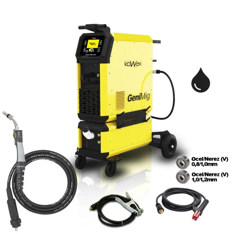 KOWAX GeniMig 355DP LCD5, PULSE/DOUBLE PULSE, SYN, 2T/4T/S4T, 4K, 15kg, JOB, HD + kabely + hořák Bezpečná Platba