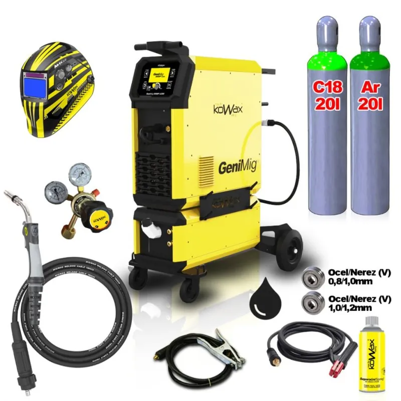 Zlevněný KOWAX GeniMig 355DP LCD5, PULSE/DOUBLE PULSE, SYN, 2T/4T/S4T, 4K, 15kg, JOB, HD SET 1 + vodní chlazení SET4