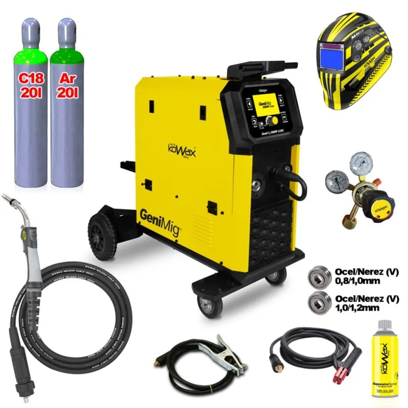 Vysoce Kvalitní KOWAX® GeniMig®350DP LCD5 svářecí invertor MIG/0MAG/LiftTIG, LCD5 SET 4Q