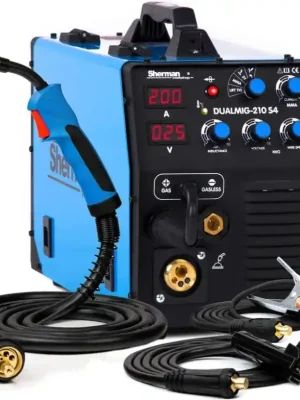 Invertorová svářečka DUALMIG 210 S4 MIG/MMA/TIG 200A/60% + hořák + kabely + ventil + láhev CO2 plná Zlevněný