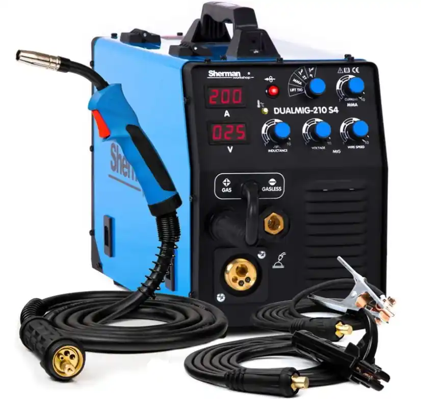 Značkový Invertorová svářečka DUALMIG 210 S4 MIG/MMA/TIG 200A/60% + hořák + kabely
