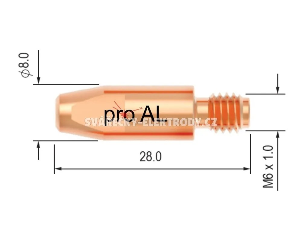 Nejlepší Volba Průvlak BINZEL M6/8/28, E-Cu - 1,6 mm (pro AL)