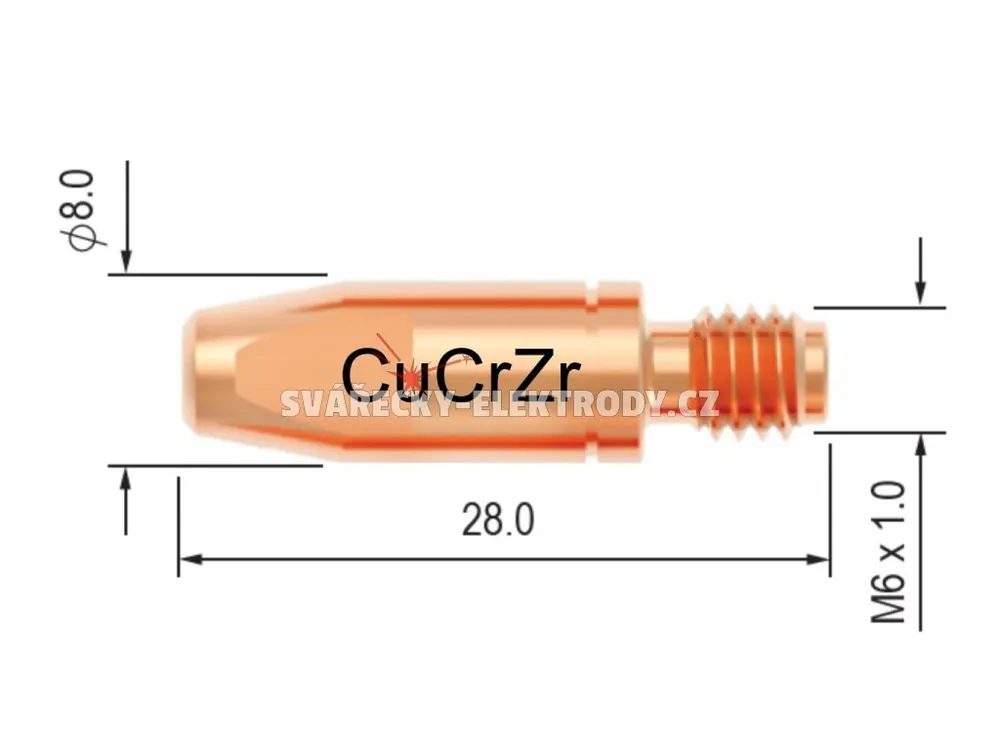 Časově Omezené Průvlak BINZEL M6/8/28, CuCrZr - 1,2 mm