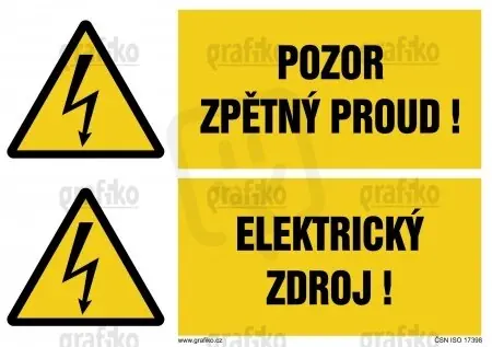 Nejlepší Volba Pozor, zpětný proud/Elektrický zdroj, fólie 105x74, 3.8106.SB
