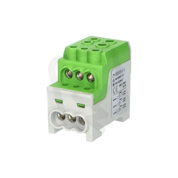 Blok pro rozdělení fází UVB 200 PE 1pól. 200A AL/CU 1000V zelený na DIN 1003209 Víkendová Akce