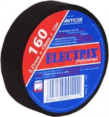 Izolační páska ANTICOR 160 textilní 19mm x 10m černá Tovární Cena