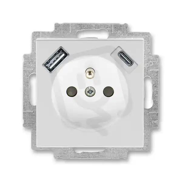 Akce Zásuvka ABB LEVIT s kolíkem, s clonkami, USB-A/C šedá/bílá 5569H-A32357 16