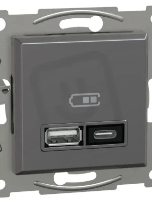 Rychlonabíječka, Asfora, dvojitá USB A+C 21W, Antracit SCHNEIDER EPH2700571 Originální