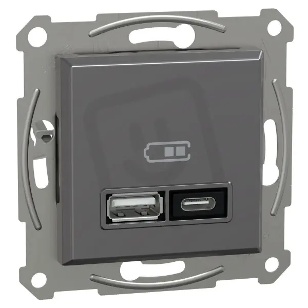 Rychlonabíječka, Asfora, dvojitá USB A+C 21W, Antracit SCHNEIDER EPH2700571 Originální