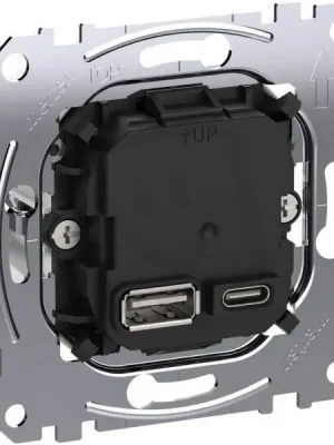 Akční Nabídka Mechanizmus USB rychlonabíječky, Merten, USB A+C 45W PD SCHNEIDER MEG4366-0120