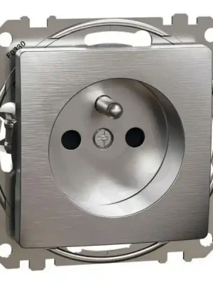 Rychlé Dodání Zásuvka bezšroubová, Leštěný Hliník,Sedna Design/Elements SCHNEIDER SDD170012U
