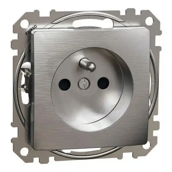 Rychlé Dodání Zásuvka bezšroubová, Leštěný Hliník,Sedna Design/Elements SCHNEIDER SDD170012U