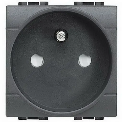 BTICINO LIVINGLIGHT ZÁSUVKA 2P+T 16A 2MODULOVÁ ANTRACIT L4142 Nová Kolekce