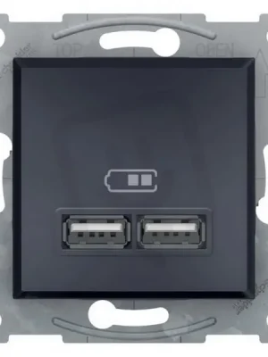 Bezpečná Platba ASFORA 2xUSB nabíjecí konektor 2.1A, antracit SCHNEIDER EPH2700271