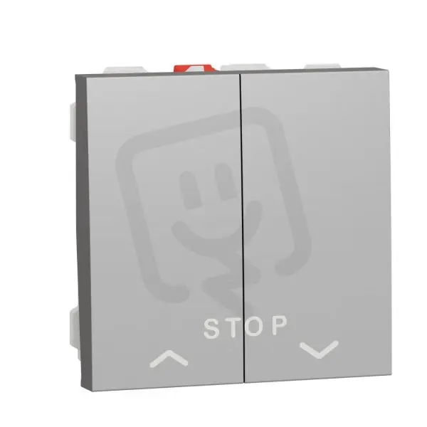 Žaluziový tlačítkový ovládač NOVÁ UNICA 10A, 2M, Aluminium SCHNEIDER NU323730 Ověřený