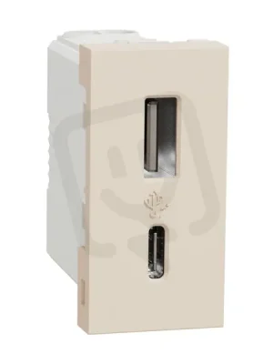 NOVÁ UNICA Dvojitý nabíjecí USB konektor A+C 2.4A, 1M, Béžový SCHNEIDER NU301644 Sleva