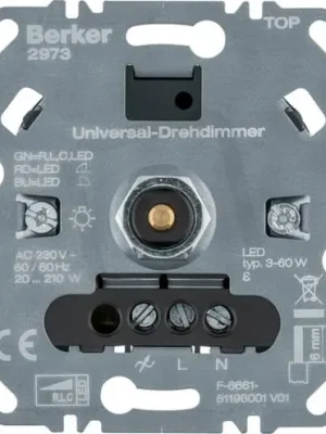 Univerzální otočný stmívač 210 W (R, L, LED) BERKER 2973 Rychlé Dodání