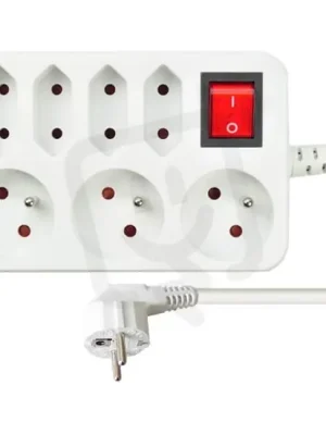 Víkendová Akce 7z prodlužovací přívod, 2m, 3 x 1mm2, bílý, vypínač SOLIGHT PP141