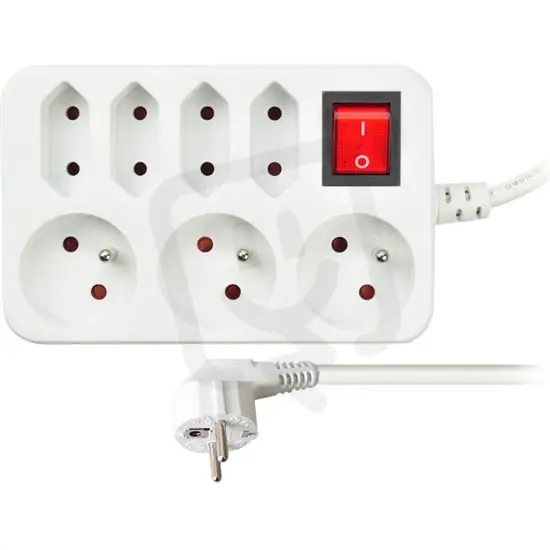 Víkendová Akce 7z prodlužovací přívod, 2m, 3 x 1mm2, bílý, vypínač SOLIGHT PP141
