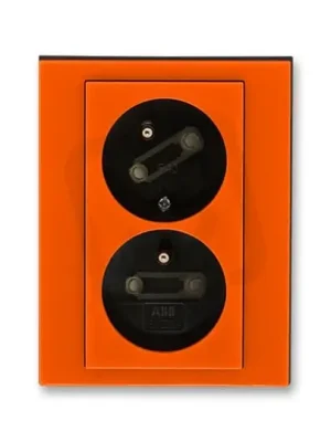 Dvojzásuvka ABB LEVIT s clonkami oranžová/kouř. černá 5513H-C02357 66 Cenově Výhodný