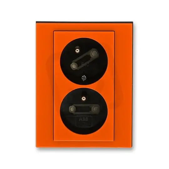 Dvojzásuvka ABB LEVIT s clonkami oranžová/kouř. černá 5513H-C02357 66 Cenově Výhodný