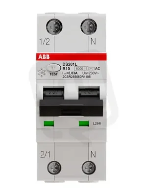 ABB DS201 B10 AC30 kombinace jistič/chránič 2P (1P+N) 10A 30mA B 6kA AC Výprodej