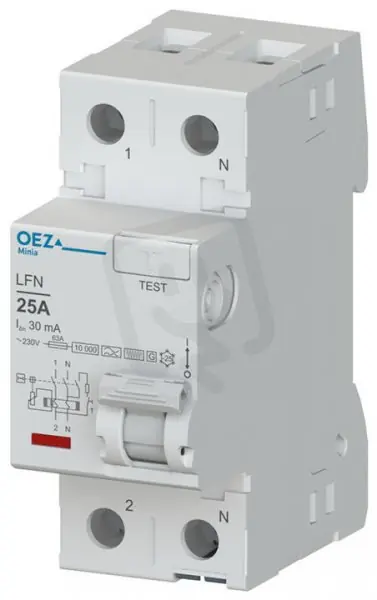 LFN-25-2-030F-G Proudový chránič 25A AC230V 30mA 2P 10kA typ F prov.G OEZ 46407 Expresní Doručení