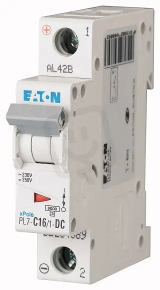 Jistič PL7-C16/1-DC-DC, char. C, 1-pólový, 10kA, 16A EATON 264889 Vrácení Zdarma