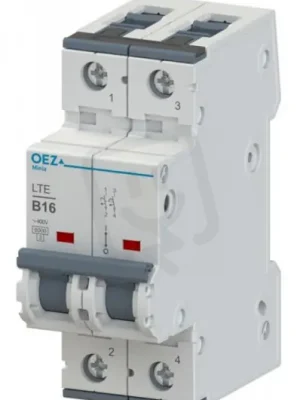 Nejlepší Cena LTE-16B-2 Jistič In 16A,Ue AC 230/400V/DC 144V, ch.B, 2pól, 6 kA OEZ 41906